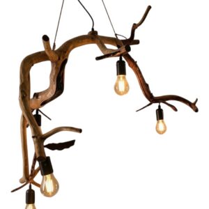 White Oak tree branch chandelier with detailed hand crafted oak leaves